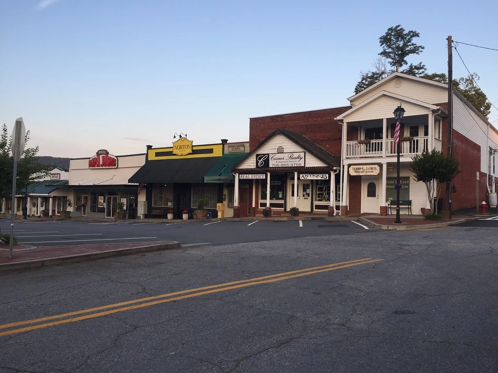 Aerial picture of downtown Cleveland Ga